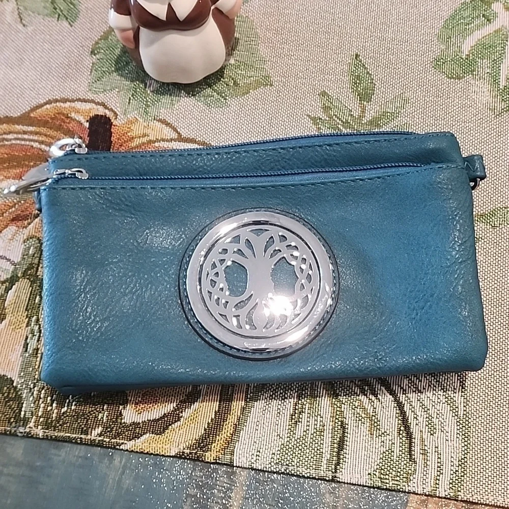Teal Vegan Leather Crossbody or Clutch